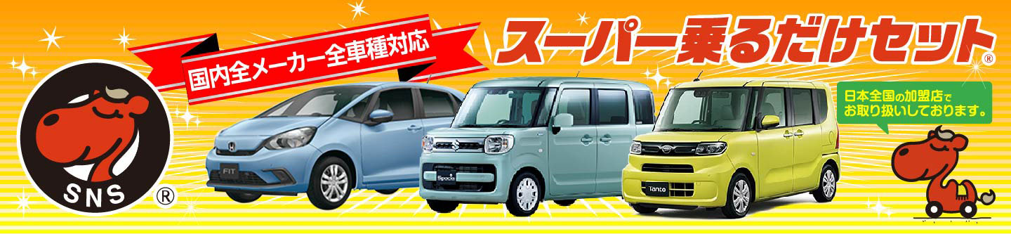 国内全メーカー全車種対応スーパー乗るだけセットは日本全国100社以上で取り扱いしております。
